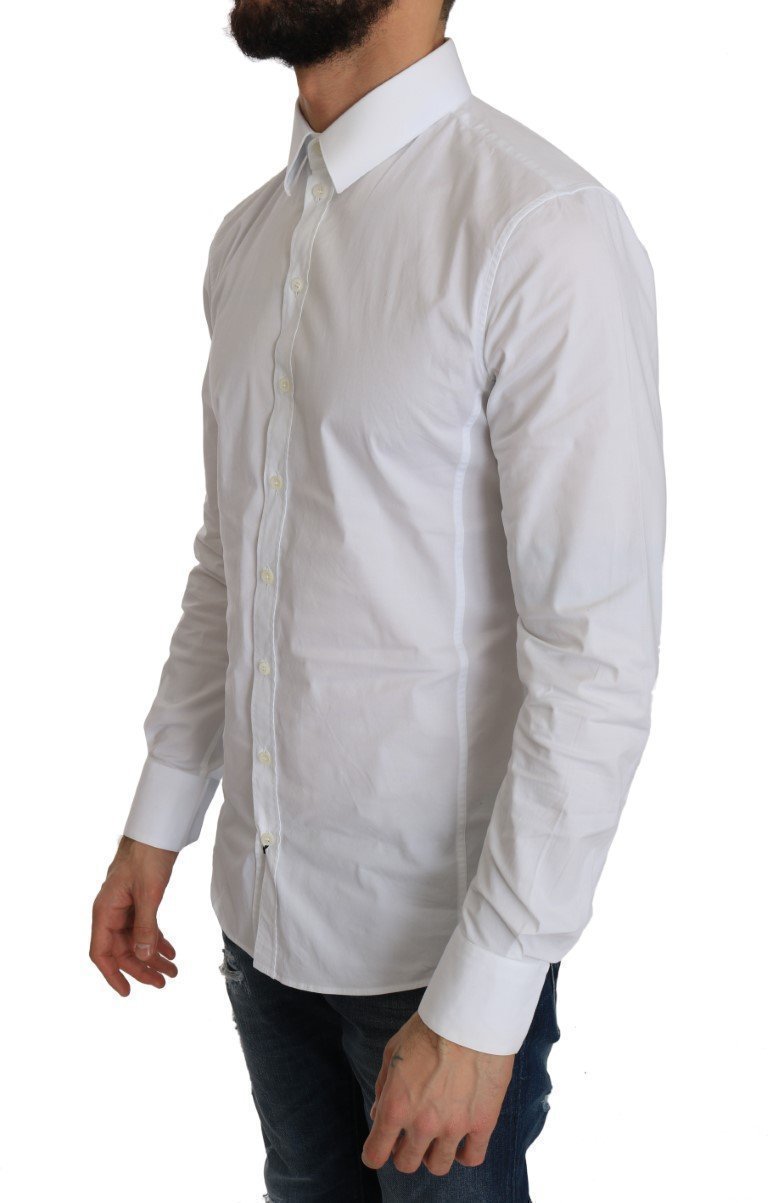 White Cotton SICILIA Stretch Slim Shirt