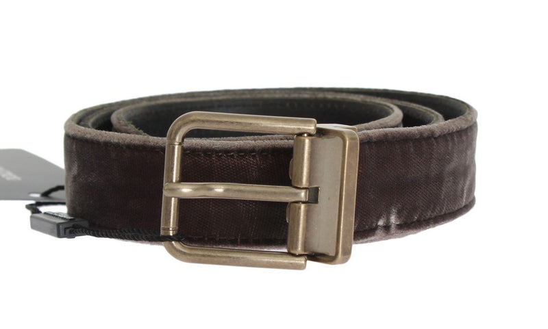 Brown Viscose Leather Gold Buckle Belt