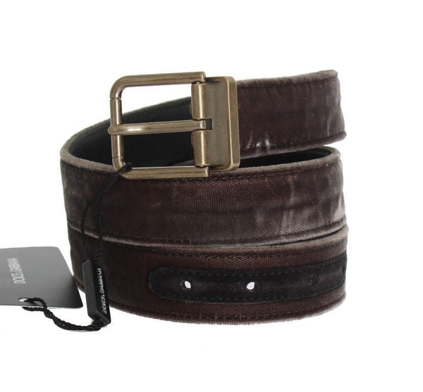 Brown Viscose Leather Gold Buckle Belt