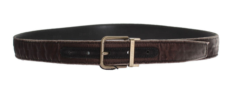 Brown Viscose Leather Gold Buckle Belt