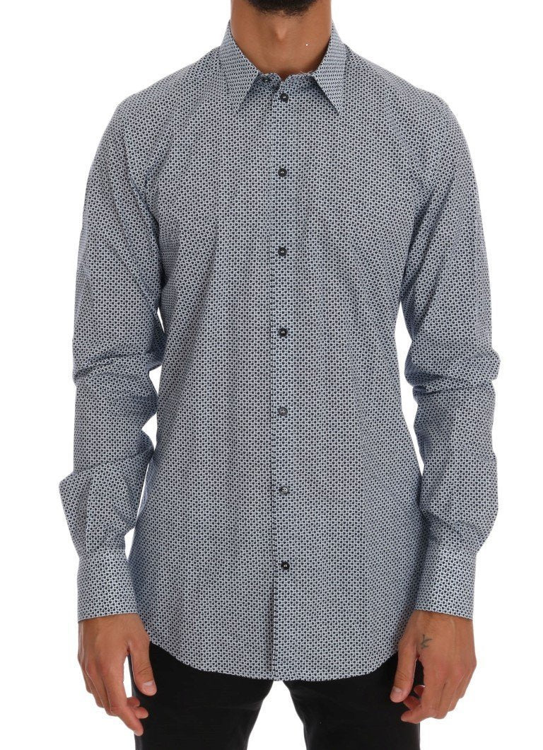 Gray Cotton Pattern GOLD Slim Dress Shirt