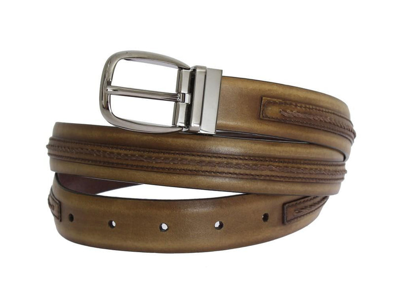 Green Leather Silver Buckle Belt