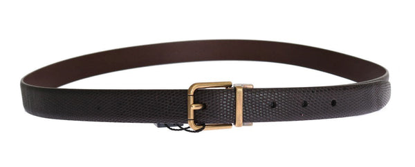 Brown Lizard Leather Gold Buckle Belt