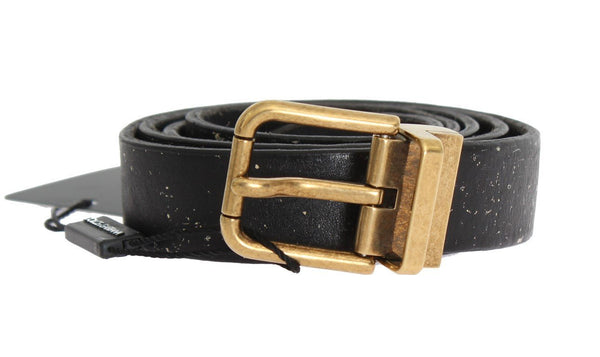 Black Leather Gold Buckle Belt