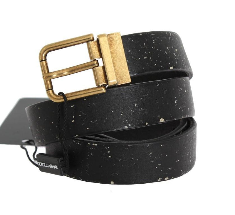 Black Leather Gold Buckle Belt