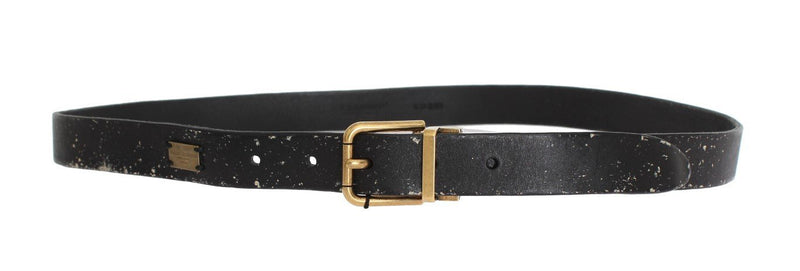 Black Leather Gold Buckle Belt