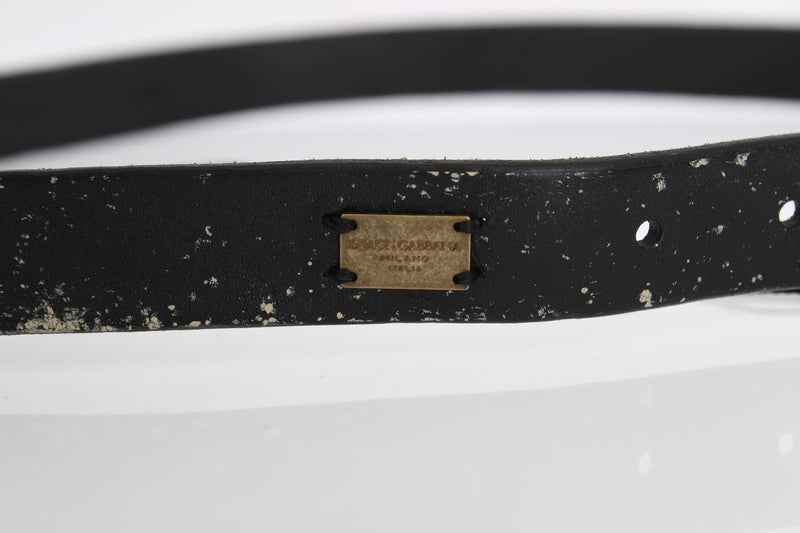 Black Leather Gold Buckle Belt