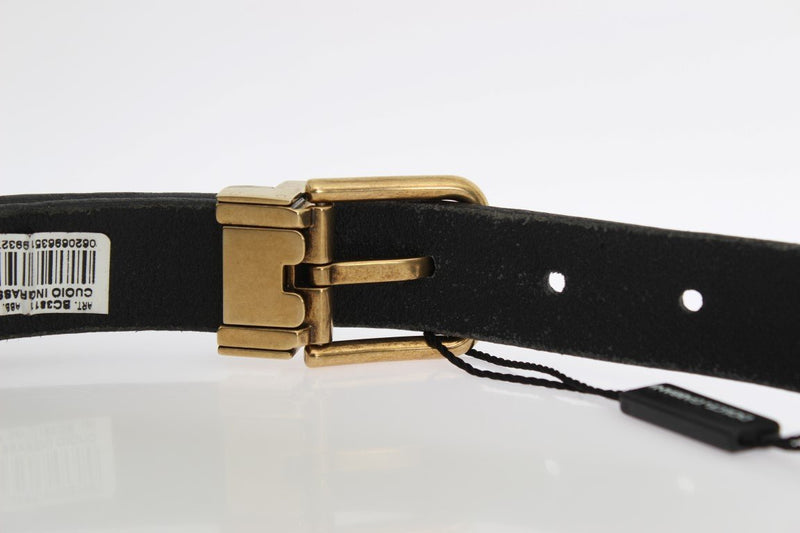 Black Leather Gold Buckle Belt