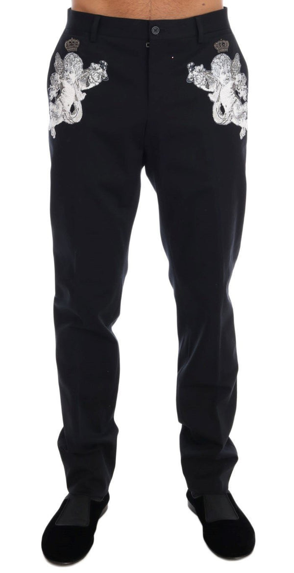 Black Cotton SICILIAN WESTERN Crown Pants