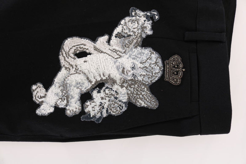 Black Cotton SICILIAN WESTERN Crown Pants