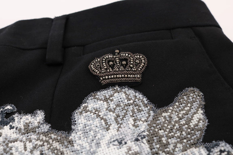 Black Cotton SICILIAN WESTERN Crown Pants