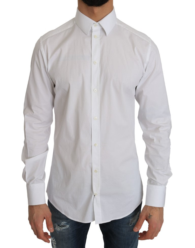 White Cotton GOLD Stretch Slim Shirt