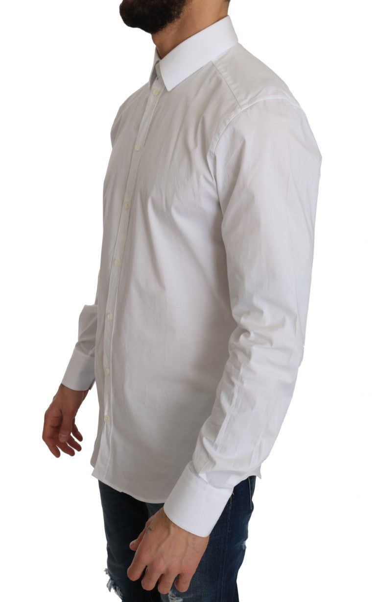 White Cotton GOLD Stretch Slim Shirt