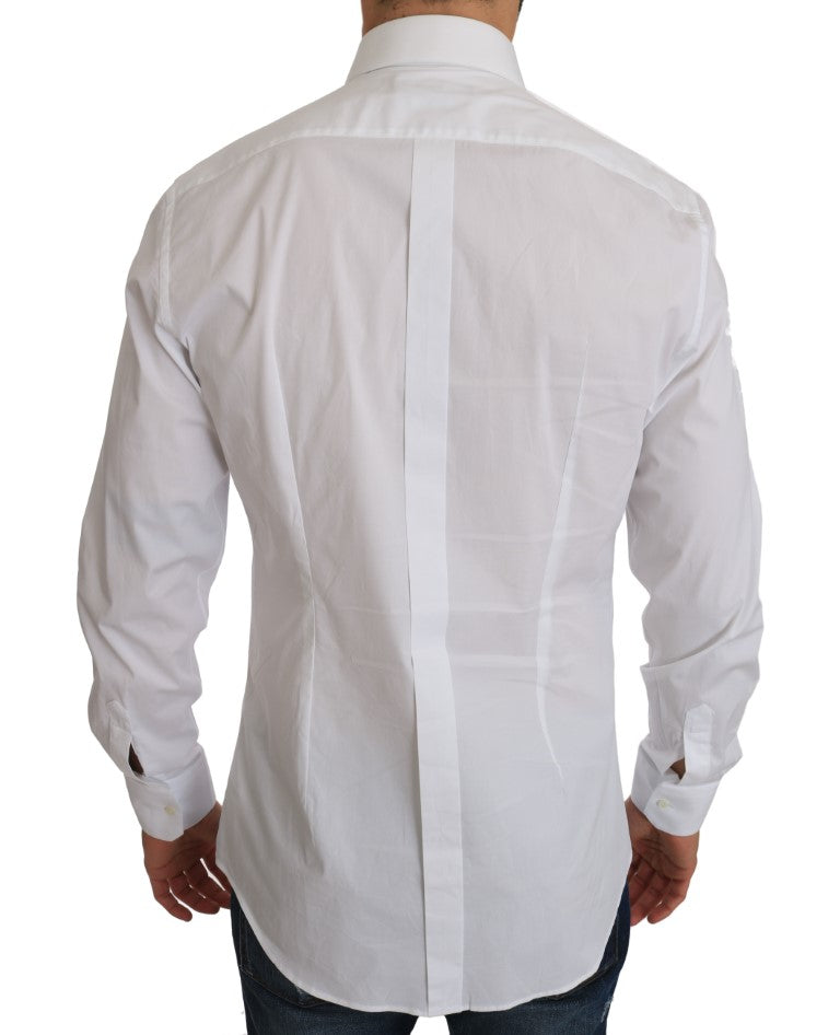 White Cotton GOLD Stretch Slim Shirt