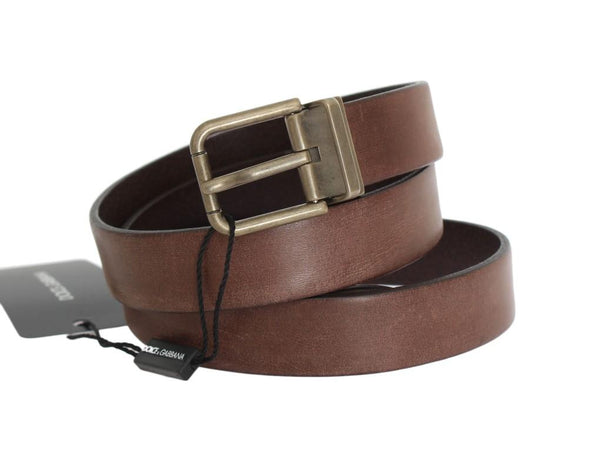 Brown Leather Gold Buckle Belt