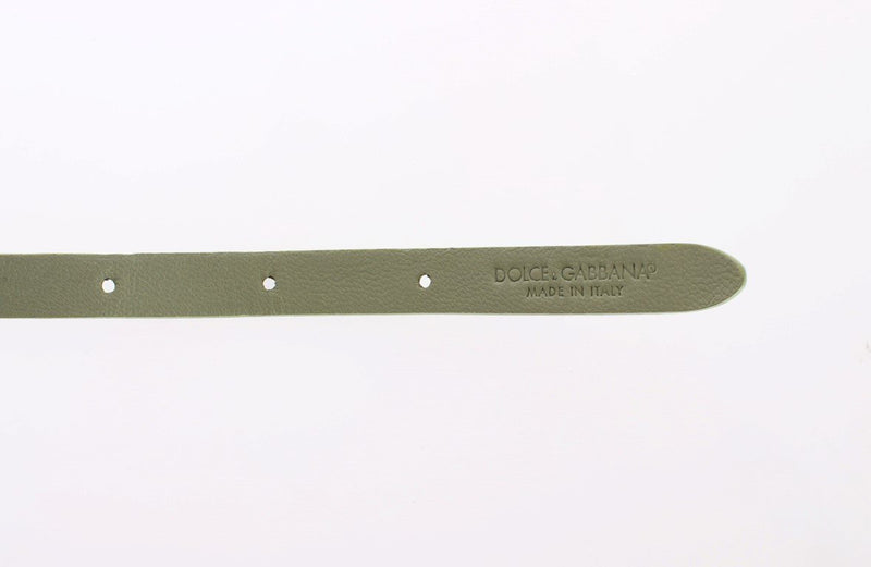 Green Leather Clear Crystal Waist Belt