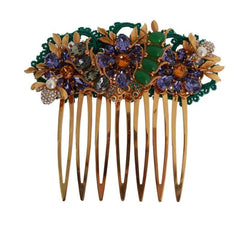 Gold Crystal Floral Fly Hair Comb
