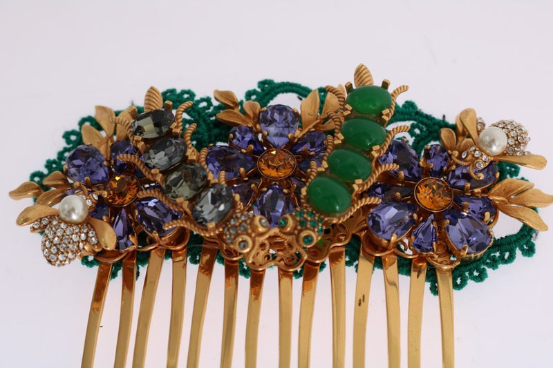 Gold Crystal Floral Fly Hair Comb