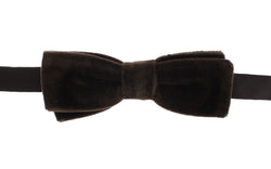 Brown Solid Velvet Neck Bow Tie