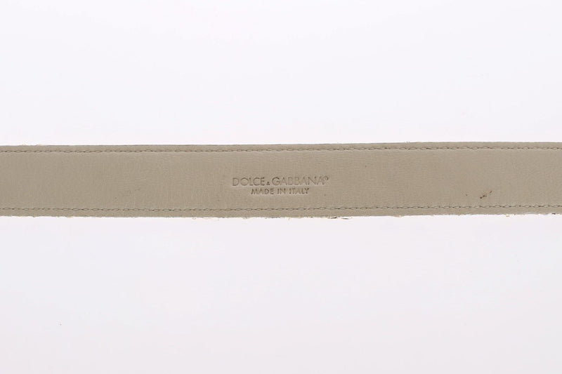 Gold Beige Brocade Cotton Leather Waist Belt