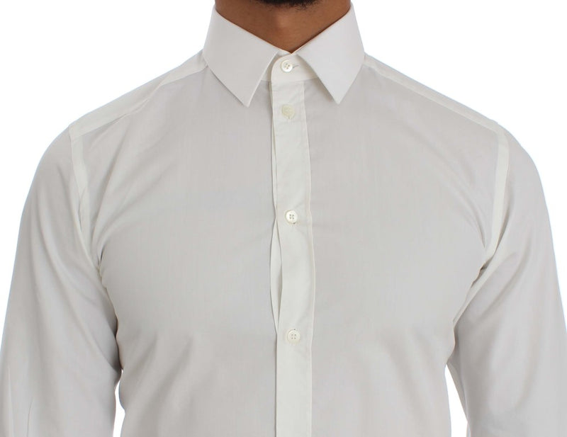 White Cotton Silk GOLD Slim Fit Shirt