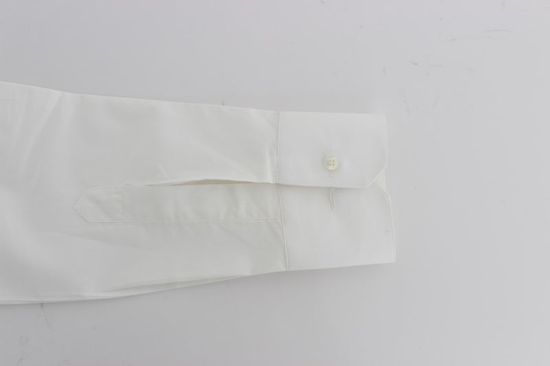 White Cotton Silk GOLD Slim Fit Shirt