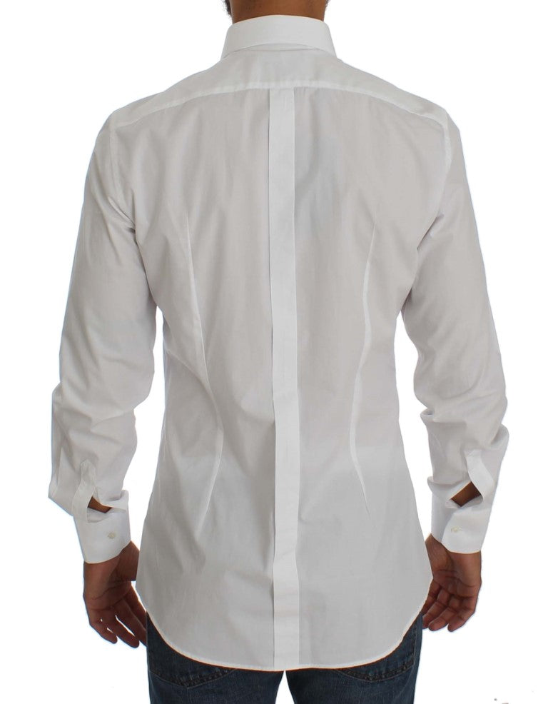 White Cotton Dress GOLD Slim Fit Shirt