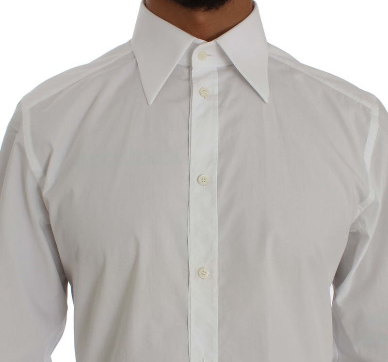 White Cotton Dress GOLD Slim Fit Shirt