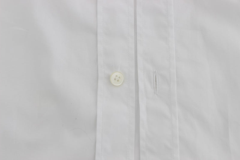 White Cotton Dress GOLD Slim Fit Shirt