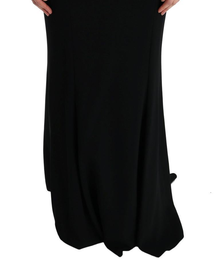 Black Stretch Long Gown Sheath Dress