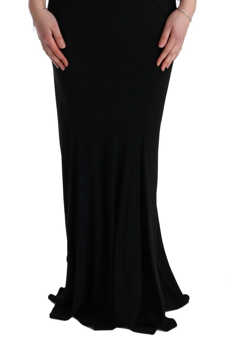 Black Stretch Lace Gown Sheath Dress