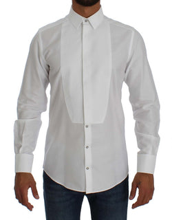 White Cotton Dress GOLD Slim Fit Shirt