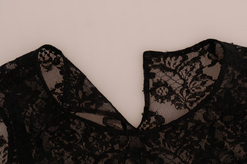 Black Sicily Embroidered Lace Blouse
