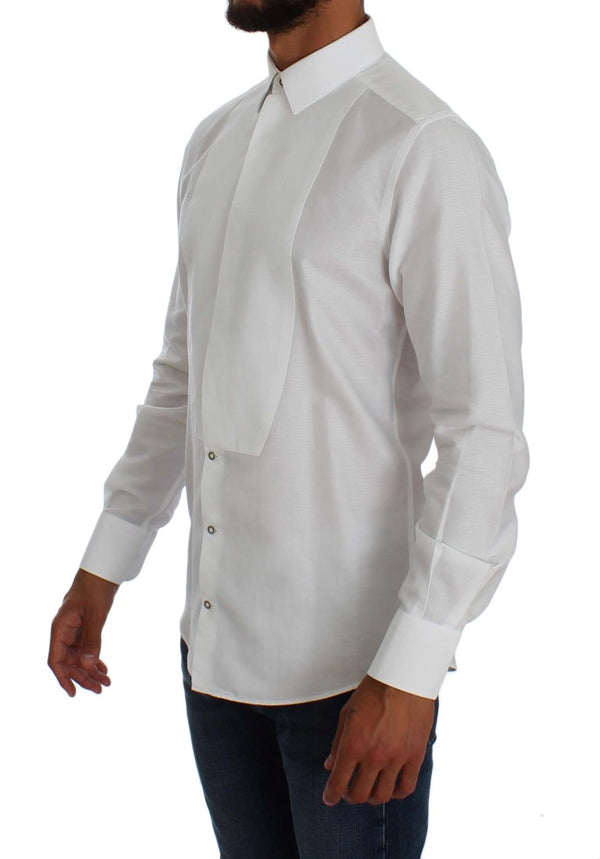 White Cotton Dress GOLD Slim Fit Shirt