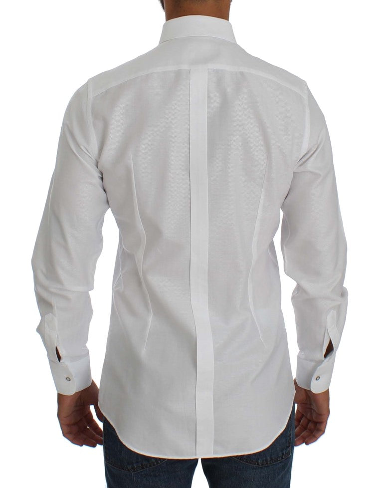 White Cotton Dress GOLD Slim Fit Shirt