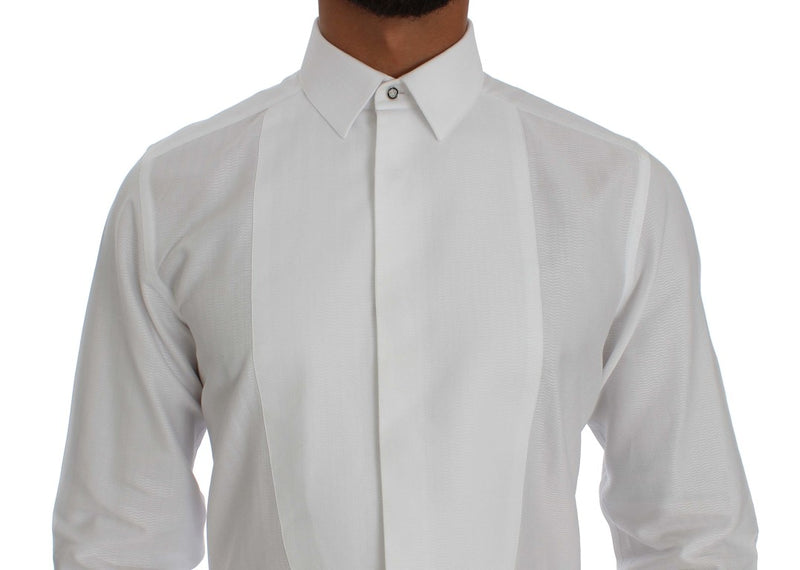 White Cotton Dress GOLD Slim Fit Shirt