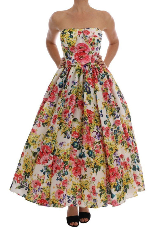 Multicolor Floral Print Ball Gown Dress