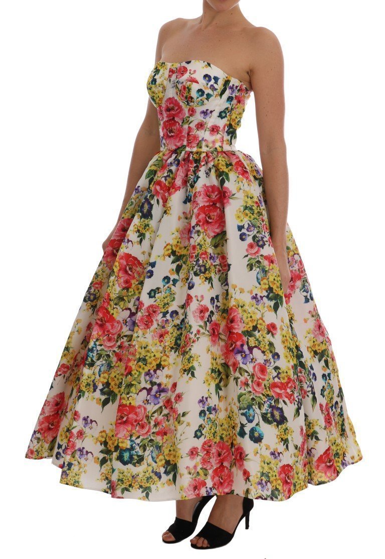 Multicolor Floral Print Ball Gown Dress