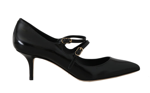 Black Leather Bellucci Mary Jane Pumps