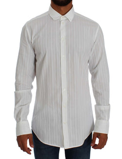 White Cotton Dress GOLD Slim Fit Shirt