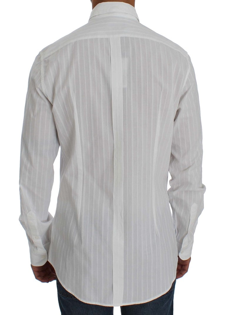 White Cotton Dress GOLD Slim Fit Shirt