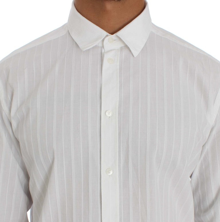 White Cotton Dress GOLD Slim Fit Shirt