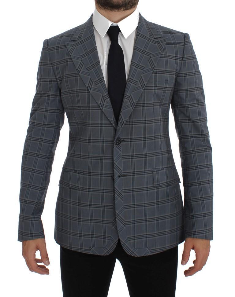 Blue Checkered Slim Fit Blazer Jacket