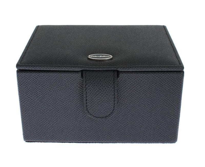 Blue Leather Unisex Two Watch Case Cover Box Storage