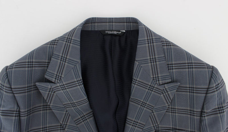 Blue Checkered Slim Fit Blazer Jacket