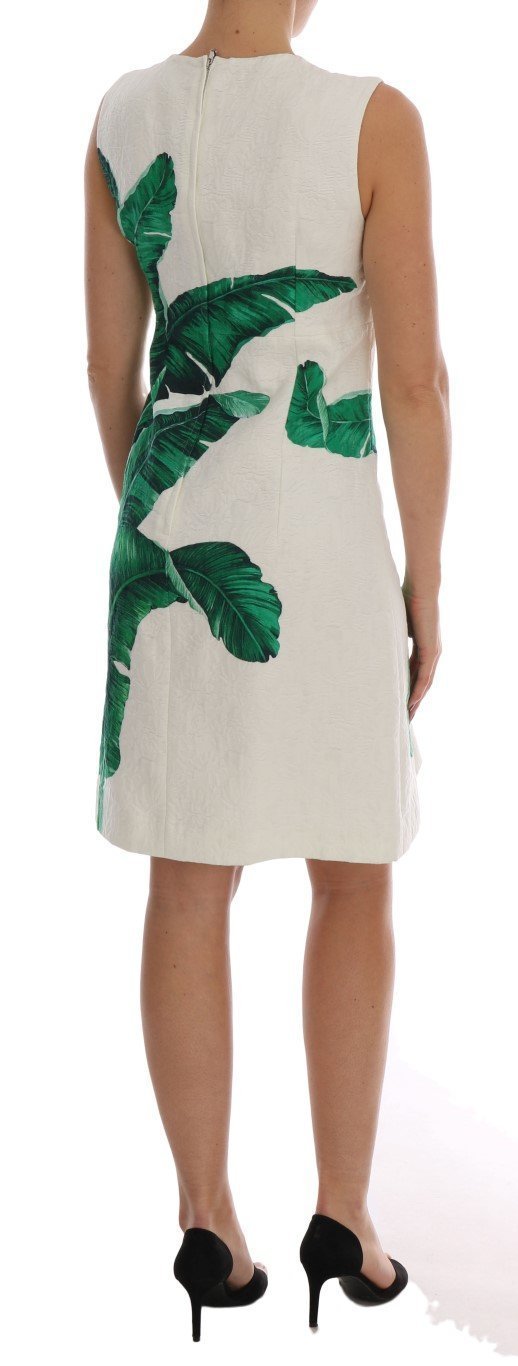 Banana-Leaf Shift Jaquard Brocade Dress