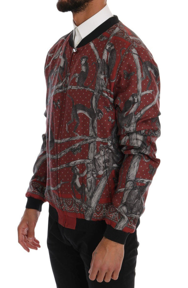 Bordeaux Silk Monkey Print Jacket