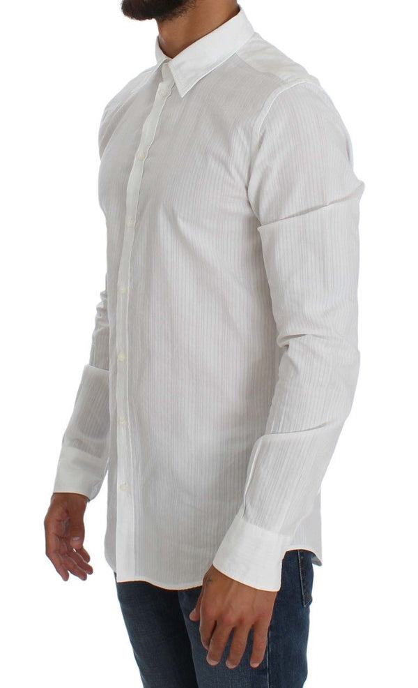 White Cotton Dress GOLD Slim Fit Shirt