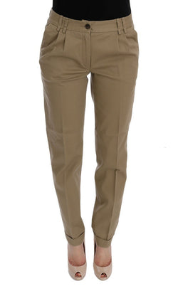 Beige Solid Pattern Casual Pants