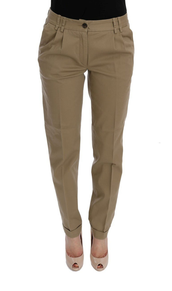 Beige Solid Pattern Casual Pants